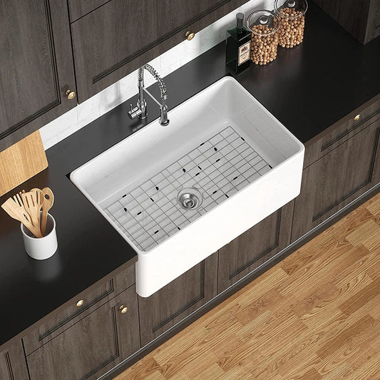 Fireclay Farmhouse Sink With Deep Single Bowl Model HR-S2418W