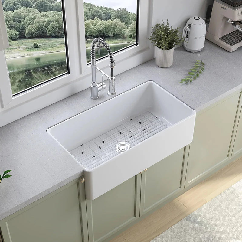36 Farmhouse Apron Sink Undermount Fireclay Kitchen Sink Model HR-S3618W