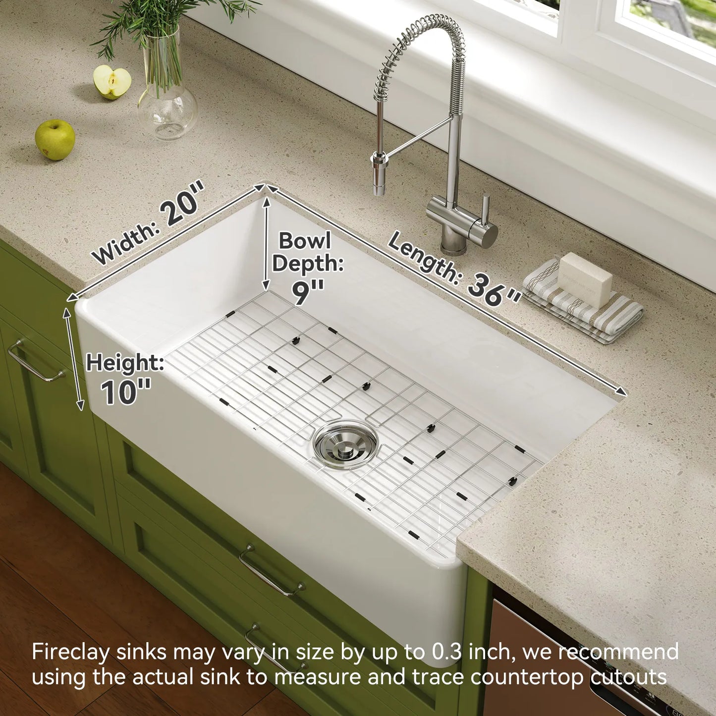 36 Inch Kitchen Sink White Undermount Sink Model S3620W