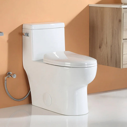Comfort Height Elongated Toilet Single Flush 1 Piece Toilet Model ST076W