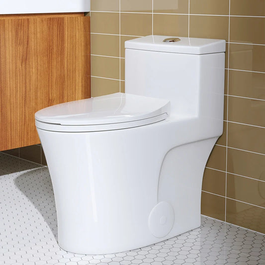 T0338W Elongated One Piece Toilet ADA Toilet Height 17.3 Inch