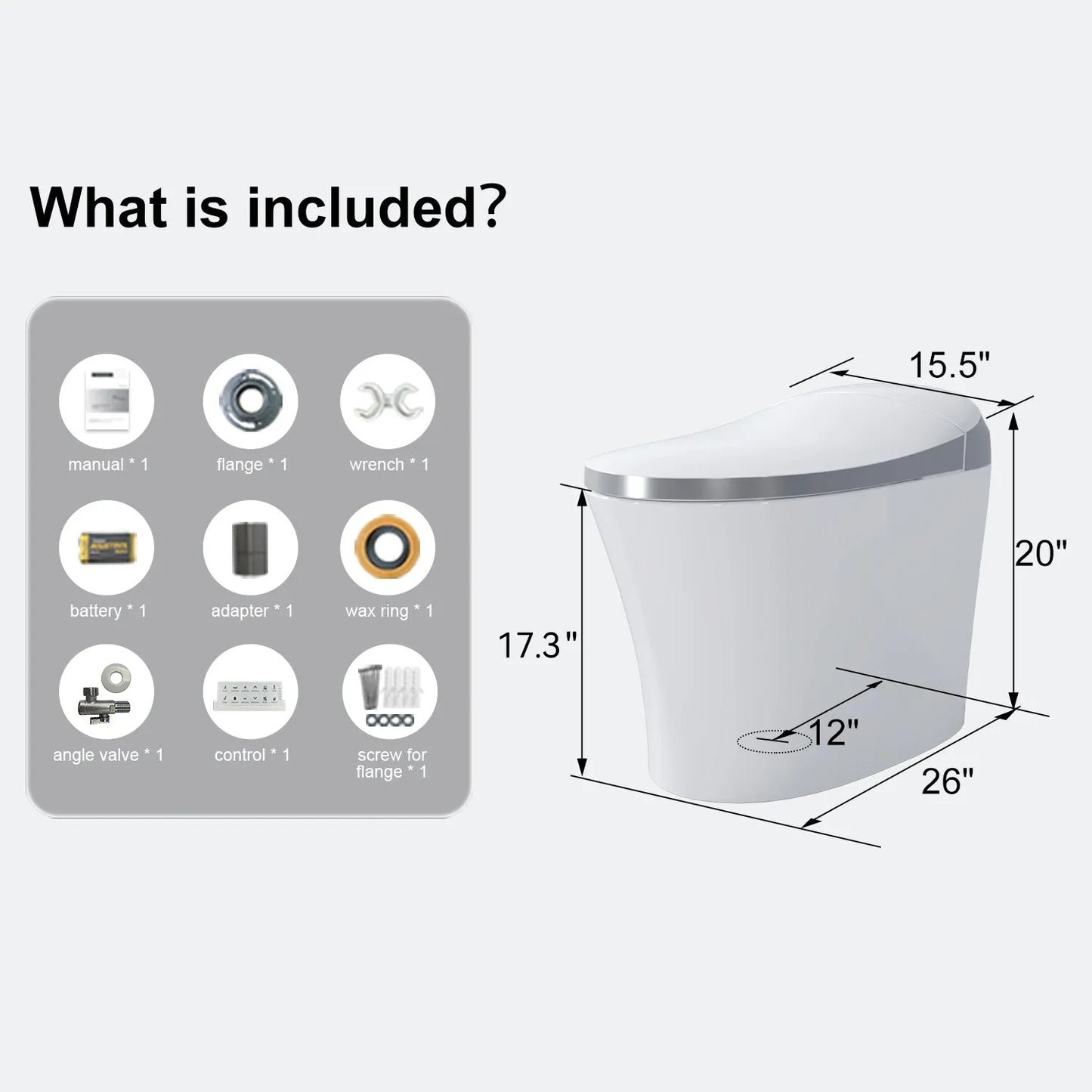 Bidet Toilet with ADA Height One Piece Smart Toilet Model T20YA