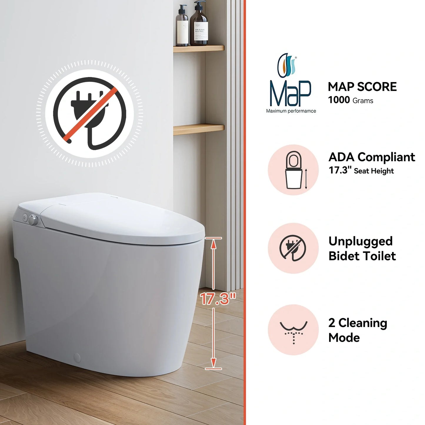 Bidet Toilet with Non electric Seat for 12 Inch Rough in Model T30