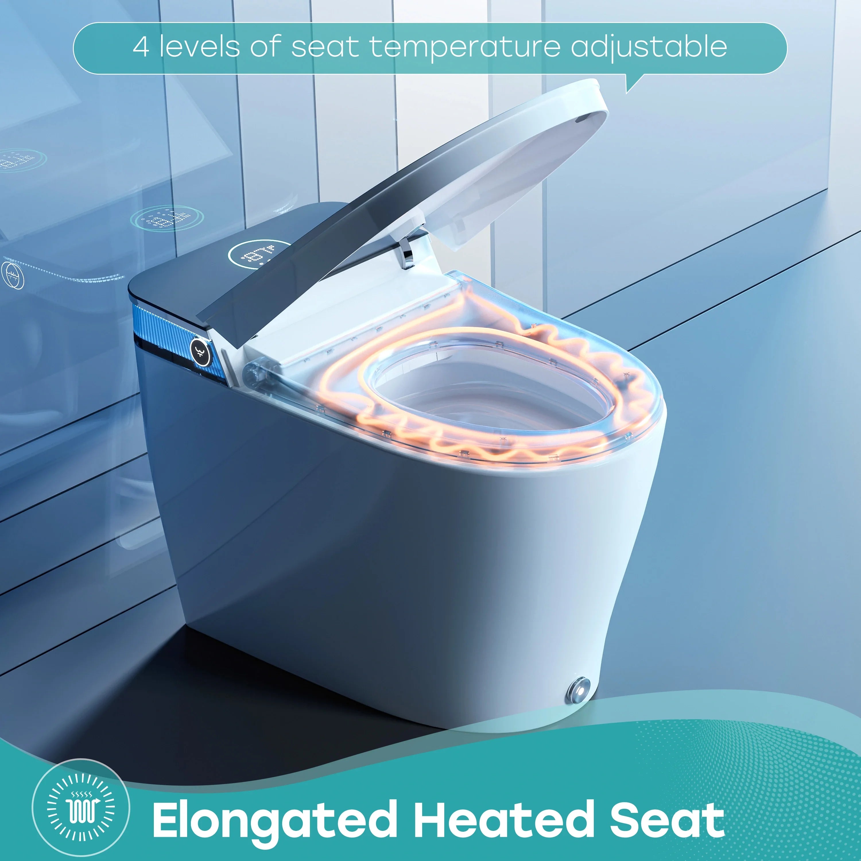 Bidet Combo Toilet with Mood Light for 12 Inch Rough In Model T38