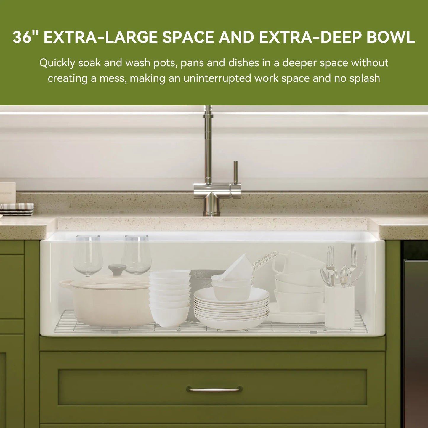 36 Inch Kitchen Sink White Undermount Sink Model S3620W