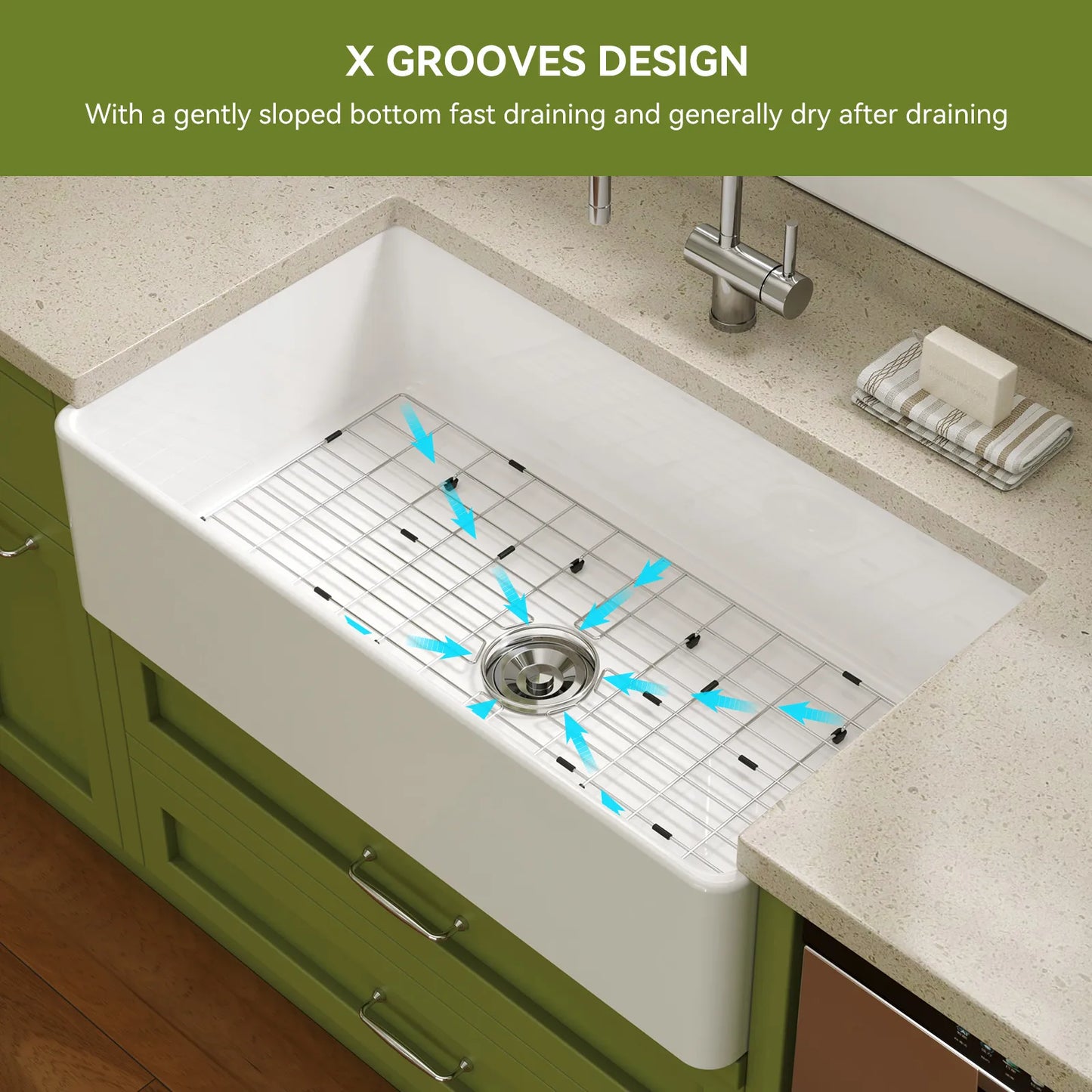 36 Inch Kitchen Sink White Undermount Sink Model S3620W